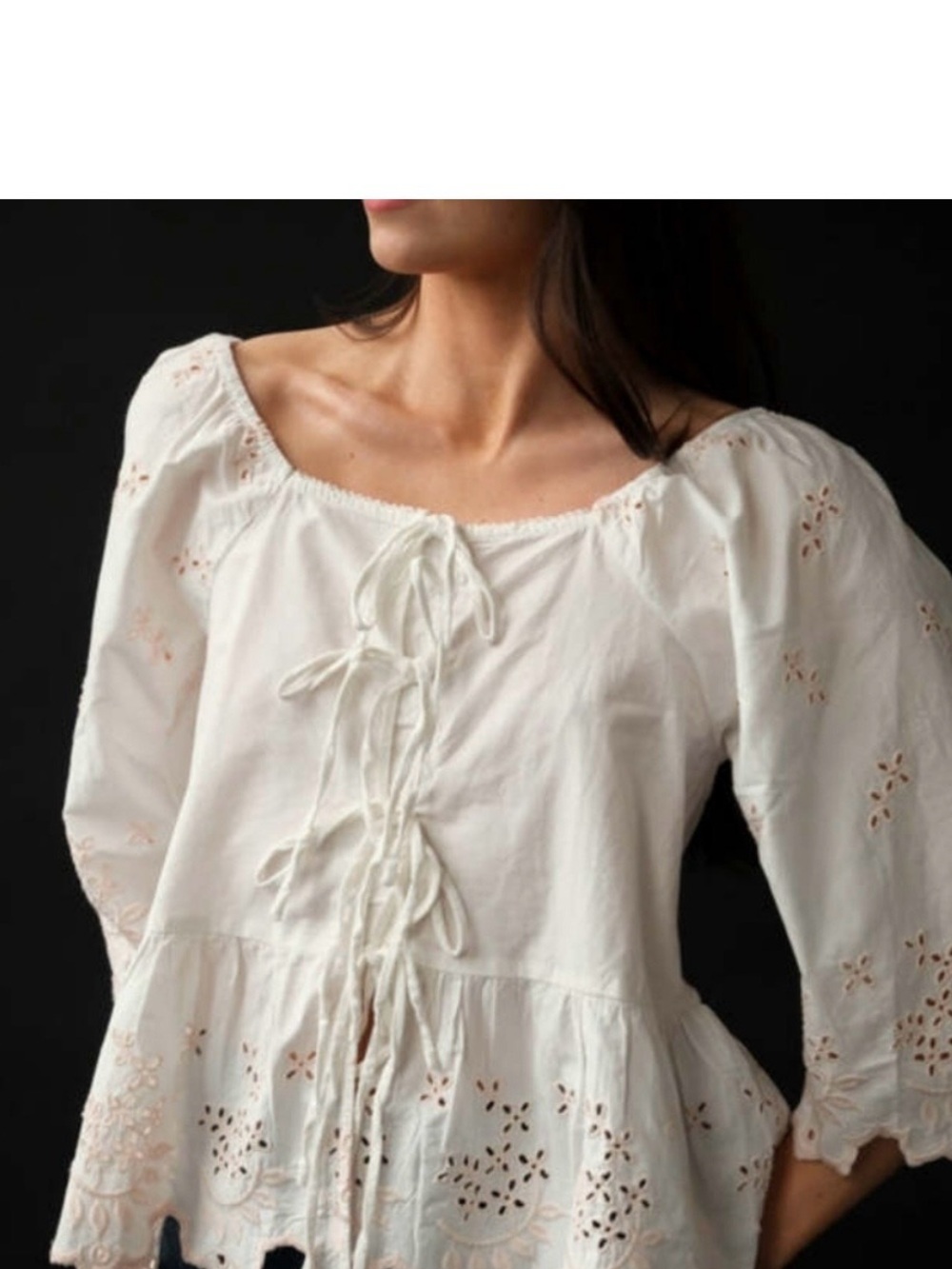 Damson Madder Bohemian Eyelet Tie-Front Blouse
